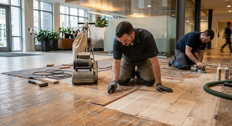 Our team working on Wood Floor Service projects in Salisbury, MD